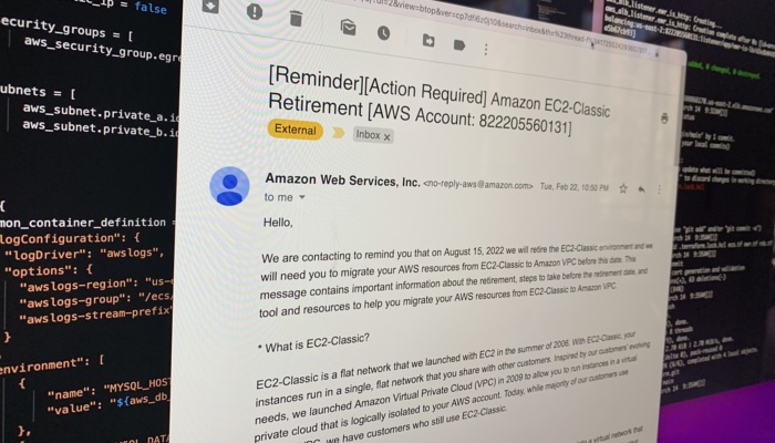 For months I've been getting emails from Amazon saying that my ancient EC2 instance type was set to be retired.