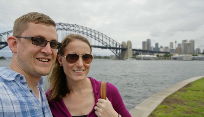 Kathy and I pose for a photo at McMahon's Point, across the harbor from the CBD. We liked the views from the North Sydney area so much we did them twice in the same day after two dozen photos from the morning were lost when a memory card became corrupted.